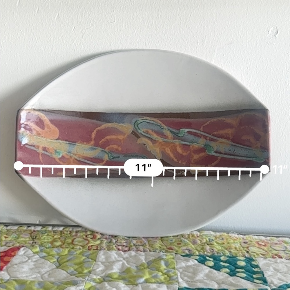 Vintage 80s/90s Abstract Handmade Ceramic Tray, Signed - Picture 3 of 3
